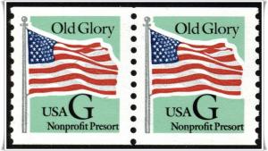 SC#2893 (5¢) G Nonprofit Presort Rate Old Glory Coil Pair (1995) MNH