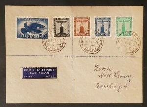 1942 Netherlands to Hamburg Germany WWII Mixed Multi Franking Air Mail Cover