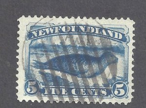 Canada NEWFOUNDLAND # 54 VF USED 5c DARK BLUE SEAL BS27177-1