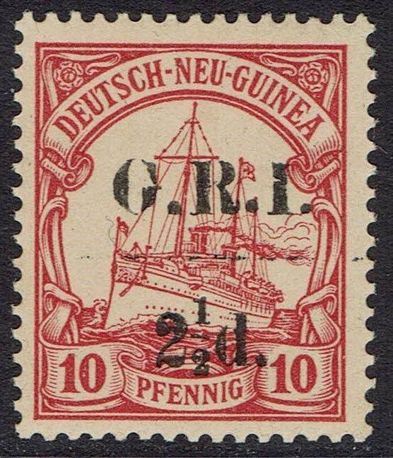 GRI NEW GUINEA 1914 YACHT 21/2D ON 10PF MNH ** 6 MM SPACING