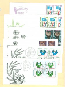 United Nations-Geneva 50-51/53-54/67-68 1975-77 30th anniversary, Namibie, council FDCs, artmaster cachets; 6 different blocks o