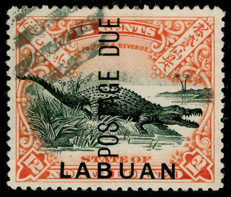 LABUAN SGD7, 12c black & vermilion, FINE USED. P.14