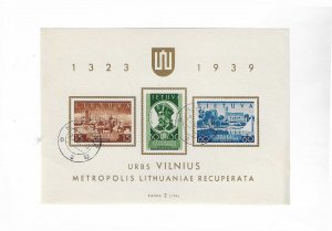 Lithuania Sc #316a  souvenir sheet of 3 used VF