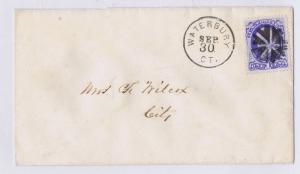 SCOTT# 145 1c ON COVER, CIRCLE OF HEARTS FANCY CANCEL, WATERBURY CT SEP 30 PMK