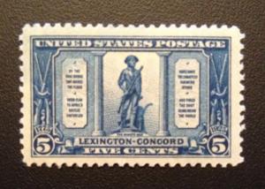 Scott #619 5c Minute Man  MINT, XF, LH   CV $24.00