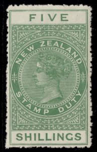 NEW ZEALAND GV SG F102, 5s yellow-green, VLH MINT. Cat £190.