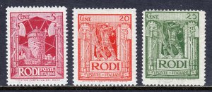 Italy (Rhodes) - Scott #55, 57, 58 - MH - Short set - SCV $4.80