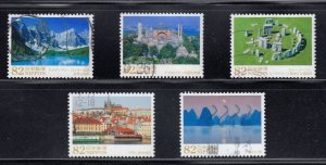 Japan 2015 Sc#3804-3808 Overseas World Heritage Sites Series 4 used