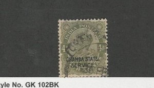 India - Chamba, Postage Stamp, #O32 Thin Used, 1913 Official 