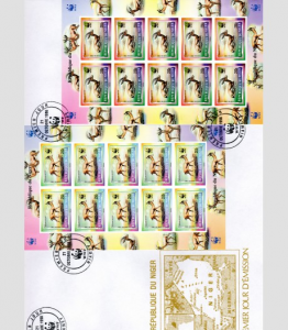 NIGER 1998 WWF Dorcas Gazelle (4) Sheets of 10v Imperforated in official FDC