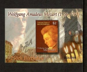 Micronesia 2006 - Wolfgang Mozart Music - Souvenir Stamp Sheet Scott #724 - MNH