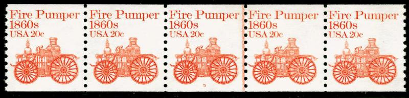Sc 1908   20¢ Fire Pumper PNC/5, Plate #5, MNH