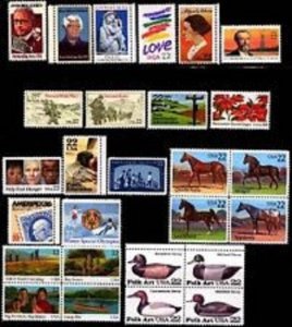 US COMMEMORATIVE YEAR SET 1985 27 STAMPS SCOTT 2110, 2137-47, 2152-66  MNH