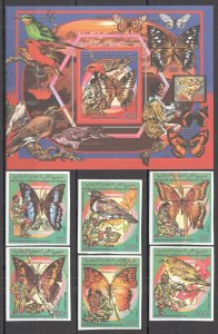 Uu0669 Imperf Comoros Birds Butterflies Scouting Michel 85 Euro 1Set+1Bl Mnh