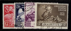 MAURITIUS GVI SG272-275, anniversary of UPU set, FINE USED.