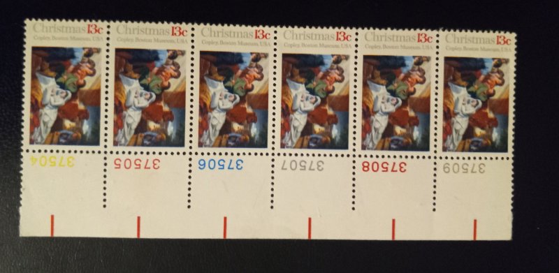 US Scott #1701 MNH , OG P# Block/STRIP Of (6) 13c Christmas Very Fine