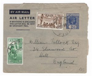 Fiji 1951 3d airletter uprated with 1951 Health pair fine used Labasa cds - un