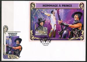 NIGER 2016 TRIBUTE TO PRINCE SOUVENIR SHEET FIRST DAY COVER