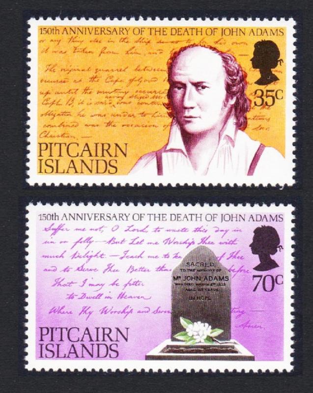 Pitcairn 150th Death Anniversary of John Adams 'Bounty' mutineer 2v SG#194-195