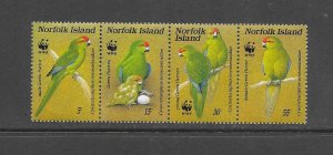 BIRDS - NORFOLK ISLAND #421-PARROTS WWF ISSUE   MNH