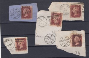 GB QV 1858 1d Red Collection On Piece With Good Postmarks SG43/44 BP9905