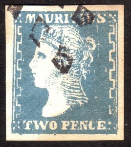 1859, Mauritius 2p, Used, Sc 17, Forgery