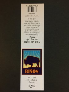 2001 Unfolded Booklet - 10 Bison 21c Self-adhesive stamps Sc# 3484d