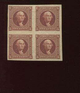 115-E2c Washington Red Brown Plate Essay on Wove Imperf Block of Stamps By154