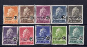 Christmas Island 1-10 MNH 1958 overprint set