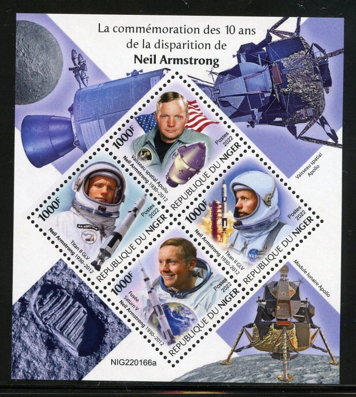 NIGER 2022  10th MEMORIAL OF NEIL ARMSTRONG SHEET MINT NH