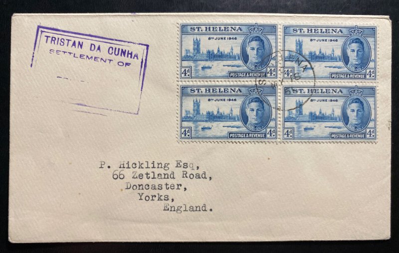 1951 Tristan Da Cunha King George Peace Issue Stamp Cover To Yorks England