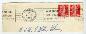 FRANCE; Fine early Full TPO POSTMARK PIECE, 1959 Amboise