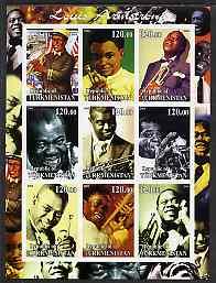 Turkmenistan 2001 Louis Armstrong imperf sheetlet contain...