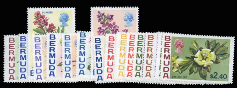 Bermuda #255-271 Cat$53.80, 1970 Flowers, complete set, never hinged