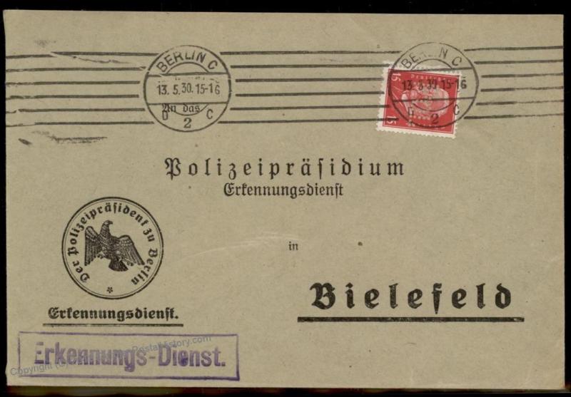 Germany Berlin Polizei POL Lochung Police Perfin Official Cover 60018