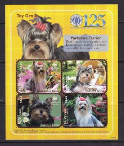 St Vincent and the Grenadines 2009 Dogs Yorkshire Terrier Stamps Sheet MNH**
