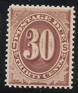 J20  30c Due MLH VF Centering Tiny Thin