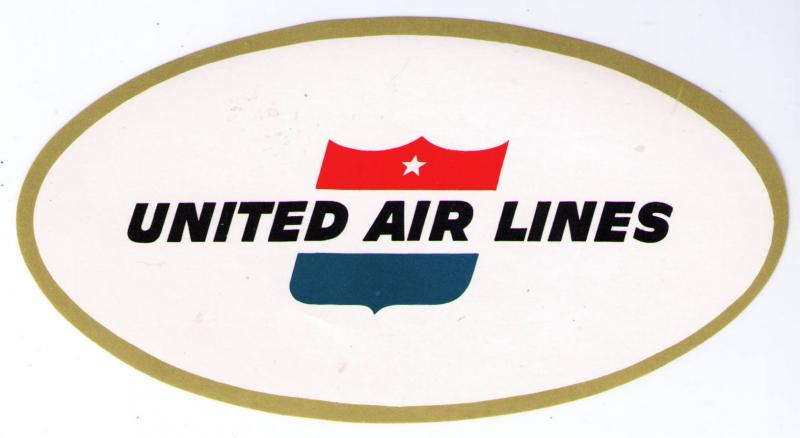 UNITED AIR LINES 1960 SUPERB OLD OVAL LUGGAGE LABEL, CAT # USU-77 (AC20)