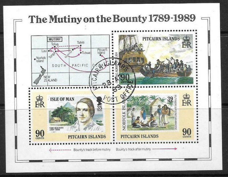 PITCAIRN ISLANDS SGMS347 1989 MUTINY ON THE BOUNTY FINE USED