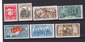 RUSSIA YR 1927,SC 375-81,MI 328A-34A,MNH,OCTOBER REVOLUTION 10TH ANNIVERSARY