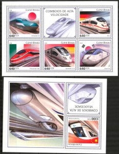Guinea Bissau 2018 Modern High Speed Trains sheet + S/S MNH