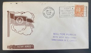 1945 Kamloops Canada Patriotic cover to Vancouver Buy Victory Bonds