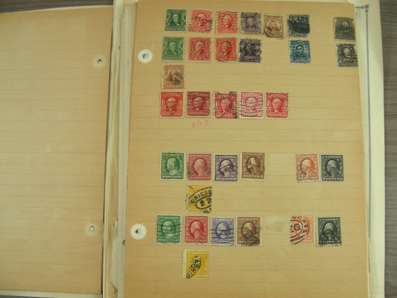 US, 100s of Stamps & a few Covers  mostly hinged on pages