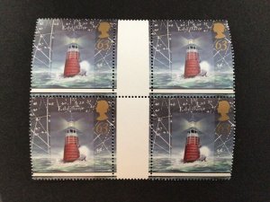 Great Britain Eddystone Lighthouse mint never hinged gutter stamps block  58172