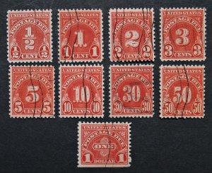 US # J79-J86 + J87 Postage Due Used all with Full Gum Specialty Set 1931