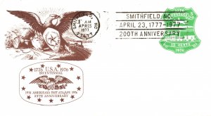 US EVENT CACHET COVER UNITED STATES BICENTENNIAL POSTMARK AT SMITHFIELD N.C 1977