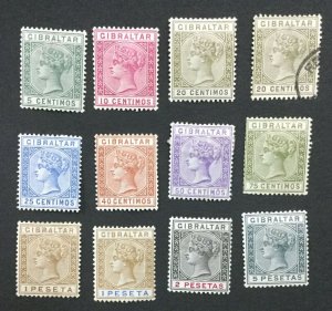 MOMEN: GIBRALTAR SG #22-33 1889 MINT OG H / 1 USED LOT #193511-2019