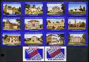 Match Box Labels - complete set of 12+2 Chateaux of Borde...