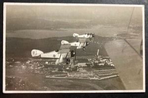 1928 Riga Latvia RPPC Postcard cover To Common Fall USA Latvian air force planes