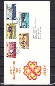 Jersey, Scott cat. 310-314. World Communications Year issue. First day cover. ^